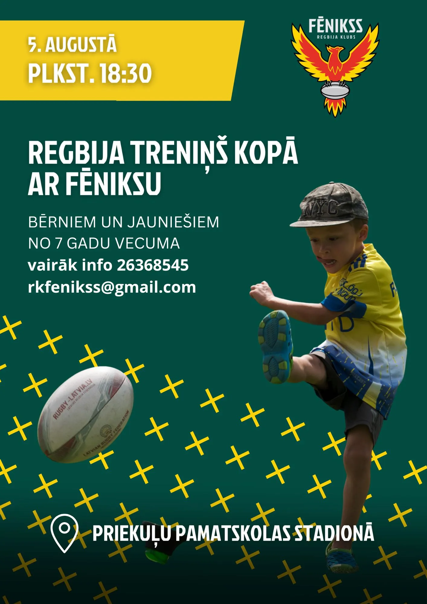 “Fēnikss” aicina uz atvērto regbija treniņu Priekuļos